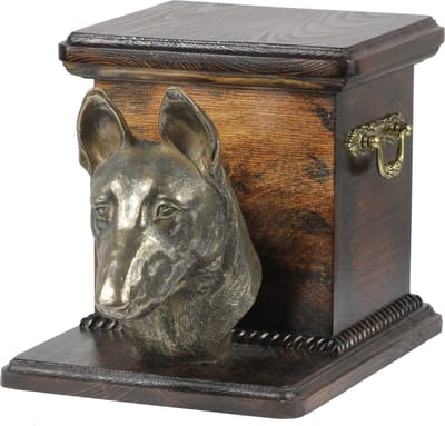 Elegante urn voor Malinois met hondenbuste voor as van je trouwe vriend