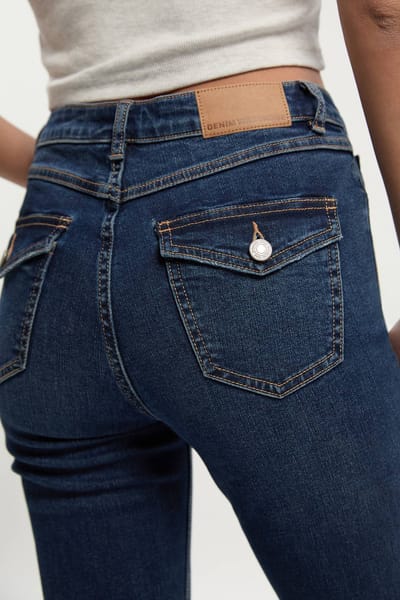 boohoo Dames Midden taille Y2K Bootcut jeans | Indigo | Maat: 36