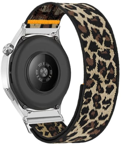 Nylon bandje - geschikt voor Garmin Vivoactive 4, Venu 3, Venu 2, Forerunner 255, Forerunner 265, Forerunner 570 (47mm) en Polar M / M2 / V3 en Grit X (PRO) - luipaard