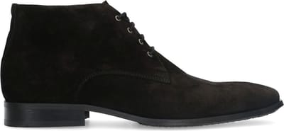 Manfield - Heren - Zwarte suède veterschoenen - Maat 40