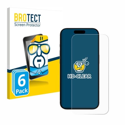 BROTECT - Screenprotector voor Apple iPhone 15 Pro - Folie Beschermfolie transparant 6 Stuks