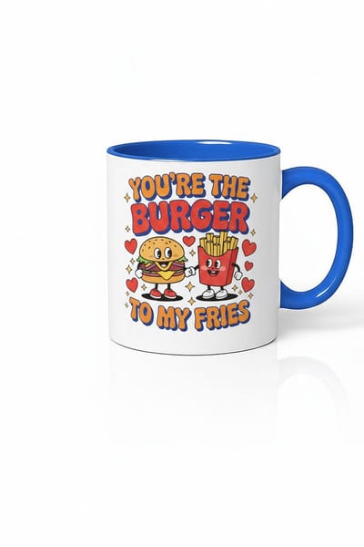 You're The Burger To My Fries" Mok | Liefde Vriendschap Cadeau | Fastfood Design Koffiemok