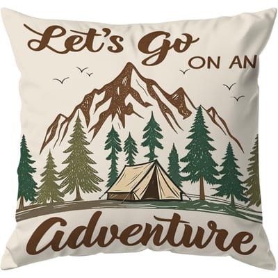 1/4 pièces Coussins Aventure Camping à la Campagne Housse de Coussin Polyester Housse de Coussin Coussin d'Appoint Housse de Coussin Décor Maison Voiture Canapé 45x45cm