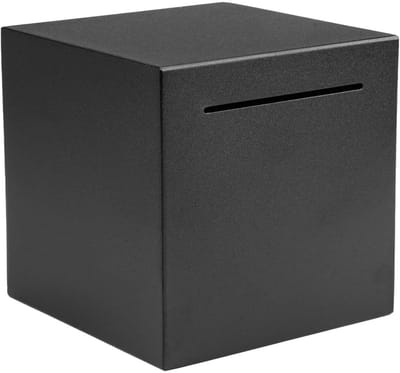 GELLDG Spaarpot - Niet-openende spaarpot - 12x12 cm - Roestvrij staal - Geschikt voor 800 munten of 1500 biljetten - Geschikt voor volwassenen en kinderen - Klassieke spaarpot - Zwart