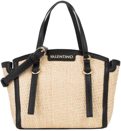 VALENTINO handtas schoudertas Demetra Shopping Bag Naturale / Nero zwart