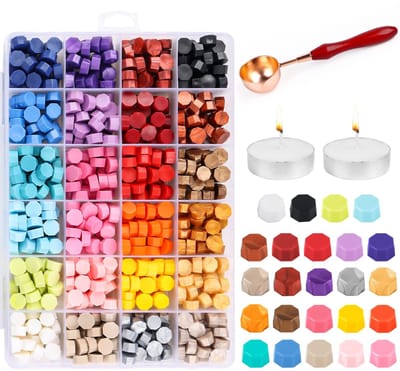 Dailygoods- Zegelwasset 600 stuks - Zegelwasparels 24 kleuren