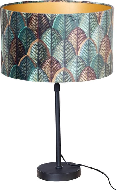 QAZQA parte shade - Klassieke Tafellamp met kap - 1 lichts - H 70 cm - Zwart Goud - Woonkamer | Slaapkamer | Keuken