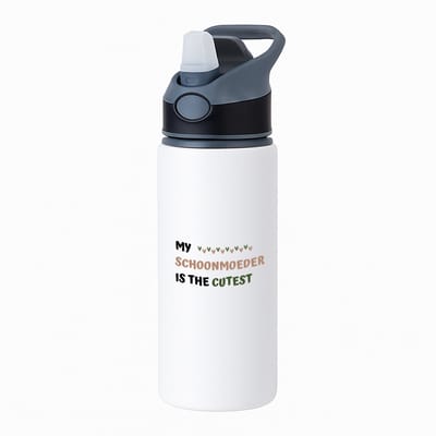 Hacebo® - my schoonmoeder is the cutest waterfles met rietje zwart - Mama - schattige schoonmoeder - Moeder cadeautjes - moederdag - verjaardagscadeau - verjaardag - cadeau - geschenk - kado - gift - moeder artikelen - water fles - 650ML