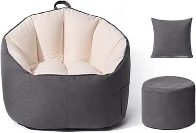 Zitzak Stoelhoes - Luie Lounger - Ontspannen Zitten - Ergonomisch Ontwerp - Groot Formaat - Beige met grijs