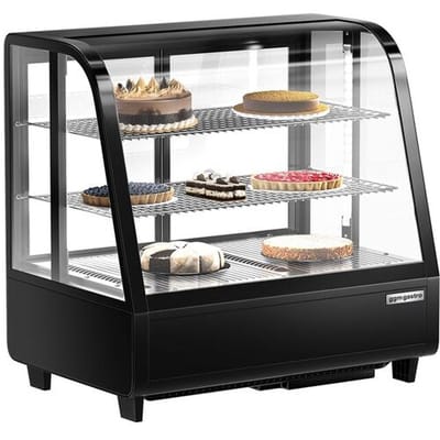 GGM Gastro Tisch-Kühlvitrine - 100 Liter - 680mm - rund - mit 2 Ablagen Zwart