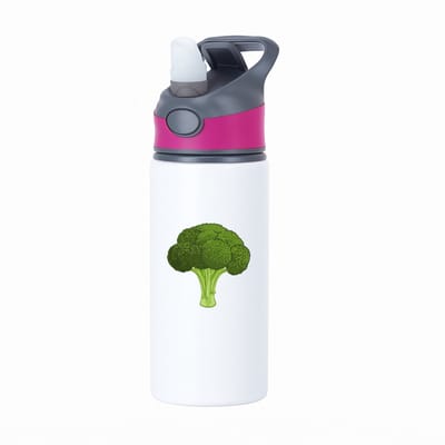 Hacebo® - Brocoli waterfles met rietje roze - Groente - Groente liefhebbers - kool - gezond eten - water fles - 650ML