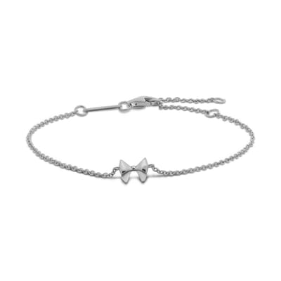 New Bling 9LA-20044-B Zilveren Armbandje met Strikje -8x7,5mm - 16+2+3cm - Rhodium - Zilver