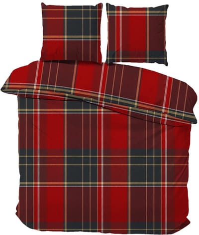 iSleep Flanel Dekbedovertrek Bram - Eenpersoons - 140x200/220 cm - Rood