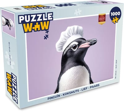 Puzzel Pinguïn - Koksmuts - Lief - Paars - Legpuzzel - Puzzel 1000 stukjes volwassenen
