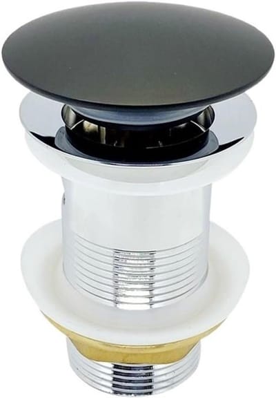 Afvoerplug Wastafel - Badkamer Afvoerstop - Lekvrij Werken - Met of Zonder Overloop - One Size - Black-chrome
