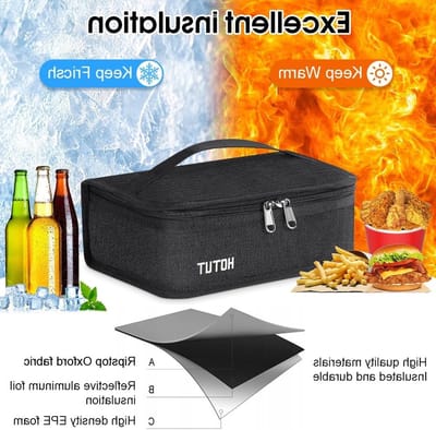 Compacte Geïsoleerde Lunchtas voor Werk en School, Vouwbare Picknicktas met Handvat, Duurzame Koeltas voor Mannen en Vrouwen, Zwart