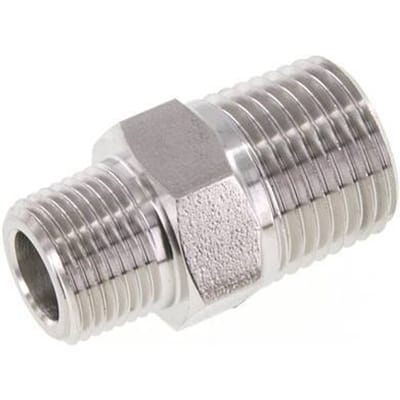 3/8'' NPT x 1/2'' NPT RVS Borstnippel 210 Bar - Hydrauliek - FL2S-M-ST-038N-012N