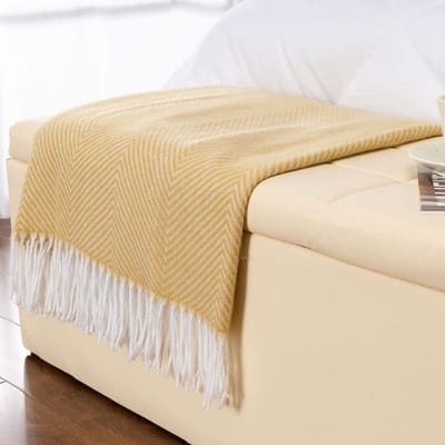 Visgraat Plaid - Sjaal deken Bank deken - Woonkamer decoreren - Faux kasjmier - 152 x 127 cm - Geel