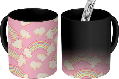 Magische Mok - Foto op Warmte Mokken - Koffiemok - Regenboog - Wolken - Patronen - Magic Mok - Beker - 350 ML - Theemok