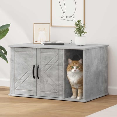 vidaXL Kattenhuis Beton 85 x 55 x 50,5 cm Bewerkt hout