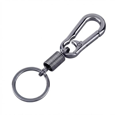 Zilverkleurige metalen sleutelhanger met karabijnhaak en sleutelring voor heren en dames minimalistisch ontwerp met veer sluiting compacte sleutel hanger geschikt voor dagelijks gebruik en accessoires