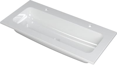 INK® Faktor wastafel polystone centraal met ,2 kraangaten, 100x45x1,5cm, glans wit