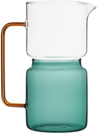 Borosilicate Glazen Kruik met Handgreep - Moderne Decanteerkan met Druppelbescherming - Makkelijk te Reinigen voor Warme en Koude Dranken - 1 L - 14.5 x 9 x 18.5 cm