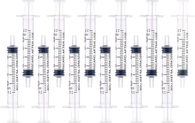 12 Stuks 2ml Plastic Spuiten zonder Naald, Meetbare Spuiten voor Wetenschappelijk Gebruik, Doseringshulpmiddel voor Vloeistoffen en Dierenvoeding