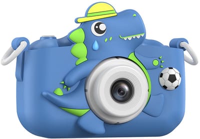 QTTVBTNA - Kindercamera - Dinosaurus Speelgoedcamera met 32GB SD-kaart & Zachte Hoes - kinderspeelgoed - Fotocamera voor Kinderen 3-12 Jaar - Cadeau voor Jongens en Meisjes (Kerst, Verjaardag) - Zelfontspanner & Video - Blauw