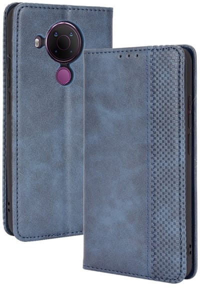 Coverup Hoesje - Geschikt voor Nokia 5.4 Hoesje - Coverup Vintage Style Book Case - Blauw