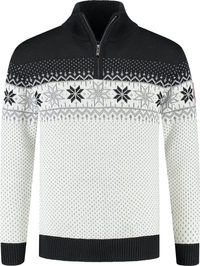 John Brillant Noorse Heren Pullover Merino, zwart & wit. Maat S