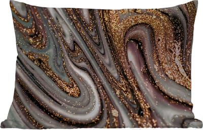 Buitenkussens - Tuin - Marmerlook - Goud - Glitter - Luxe - Marmer - Wit - 50x30 cm