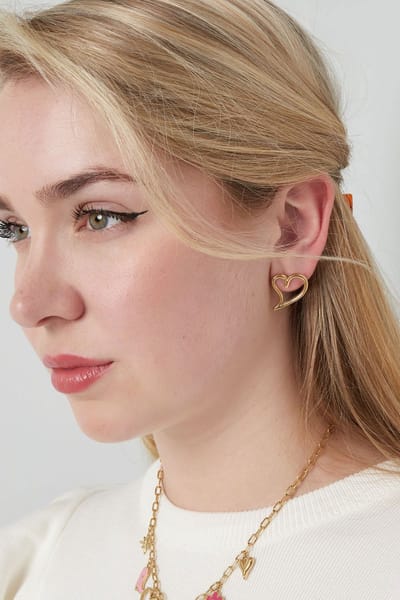 Open Hart Oorbellen - Oorstekers - Goud - Roestvrij Staal