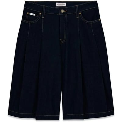 Guess Jeans Classic Pleated Korte Broek Blauw 26 Vrouw