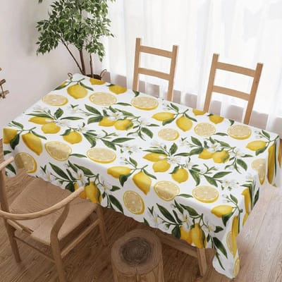 Citroenprint Rechthoekige Tafelkleed voor Tafeldecoratie Feest Waterdicht Herbruikbaar Tafelkleed voor Tafels Keuken Eetkamer Terras 140x140cm