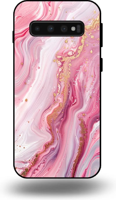 Smartphonica Telefoonhoesje geschikt voor Samsung Galaxy S10 met marmer opdruk - TPU backcover case marble design - Roze geschikt voor Samsung Galaxy S10