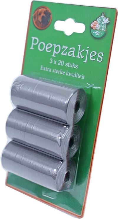 Pak a 3 rol 20 poepzak grijs Poepzak Gebr. de Boon