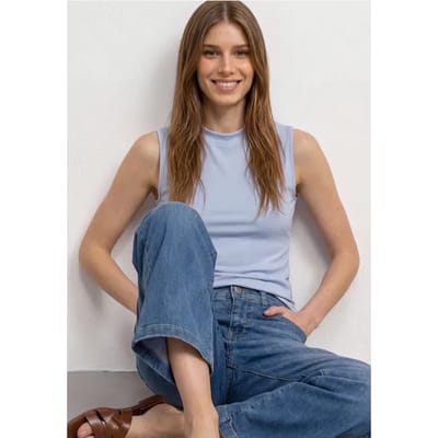 Top in Silk-Look met col