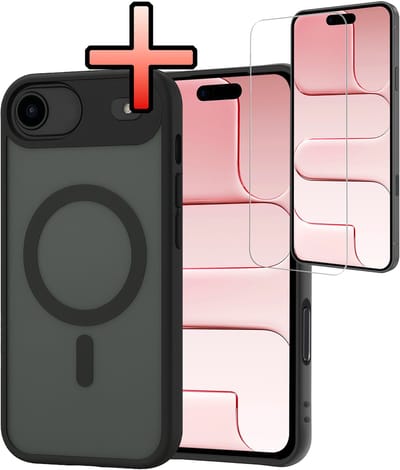 Hoesje - Met Screenprotector - Geschikt voor Apple iPhone Air - Magsafe Compatible - Sterk & Shockproof - Back Cover - Shock Proof Case - Telefoon Hoes - Zwart