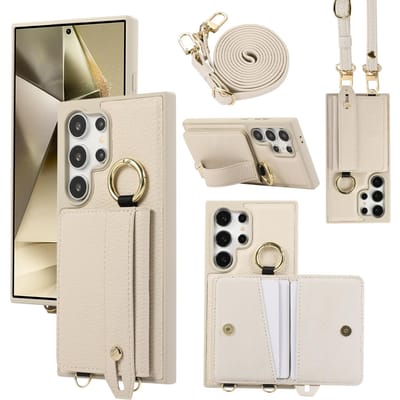 Crossbody Portemonnee met Kaarthouder Telefoonhoesje voor Samsung Galaxy S25 Ultra S24 FE S23 S22 Plus Lanyard Polsband Lederen Hoes Galaxy S25