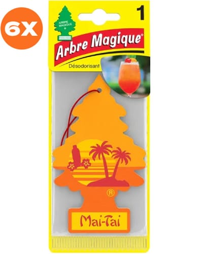 6 stuks Mai-Tai Arbre Magique Geurboom Luchtverfrisser voor in de auto – Car Parfum – Geurboompje – Geurbooster – Wonderboom – Geurverfrisser – Nieuwe Auto – Autogeur – Autoparfum – Geurblad - Zomer Fris
