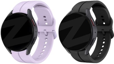 Bandz Bundel – Siliconen Bandje ‘Extreme’ Zwart + Lichtpaars – geschikt voor Samsung Galaxy Watch 7 / 6 (Classic) / 5 (40mm & 44mm / Pro) / 4 (Classic) / Watch FE – Smartwatch Sportband met Gespsluiting