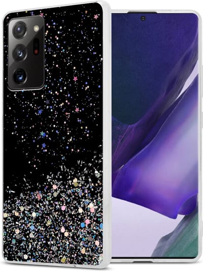 Cadorabo Hoesje geschikt voor Samsung Galaxy NOTE 20 ULTRA in Zwart met Glitter - Beschermhoes van flexibel TPU silicone met fonkelende glitters Case Cover Etui