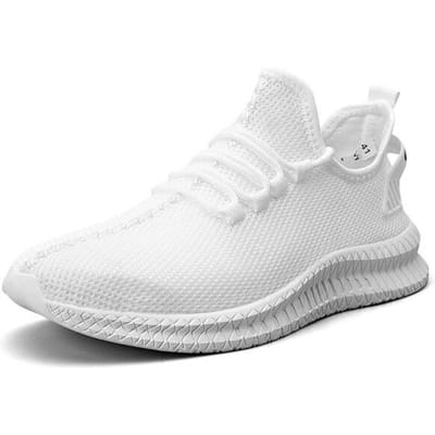 Heren Casual Schoenen Sneakers Zomer Vliegend Weefsel Vetersluiting Lichtgewicht Comfortabel Ademend Wandelen Grote Maat Nieuw Mesh Heren 45 white