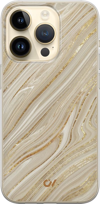 Hoesje geschikt voor Apple iPhone 14 Pro - Golden Marble - - Goud - Apple - Casevibes