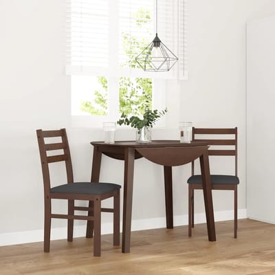 vidaXL - Eetkamerstoelen - met - kussens - 2 - st - massief - hout - rubber - bruin