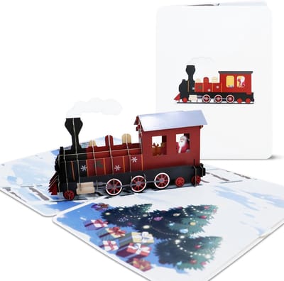 Dailygoods - BIROYAL Pop-Up Kerstkaarten, 3D Pop-Up Kerstkaarten met Enveloppen, Nieuwjaarsdecoratie als Cadeau, Kerstmis Wenskaarten Kerstcadeau voor Kinderen Vrienden Familie