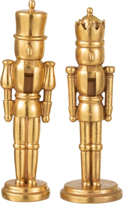 J-Line figuur Notenkraker - polyresin - goud - small - 2 stuks