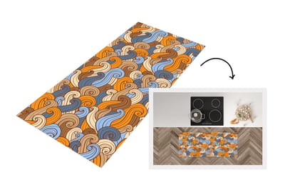 Keukenloper - Loper keuken - Vintage - Japans - Patronen - 120x50 cm - Keukenloper vinyl