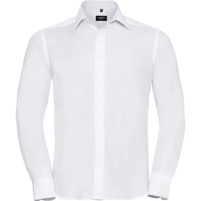 Russell Collection Heren Ultimate Getailleerd Overhemd met Lange Mouwen (Wit)
